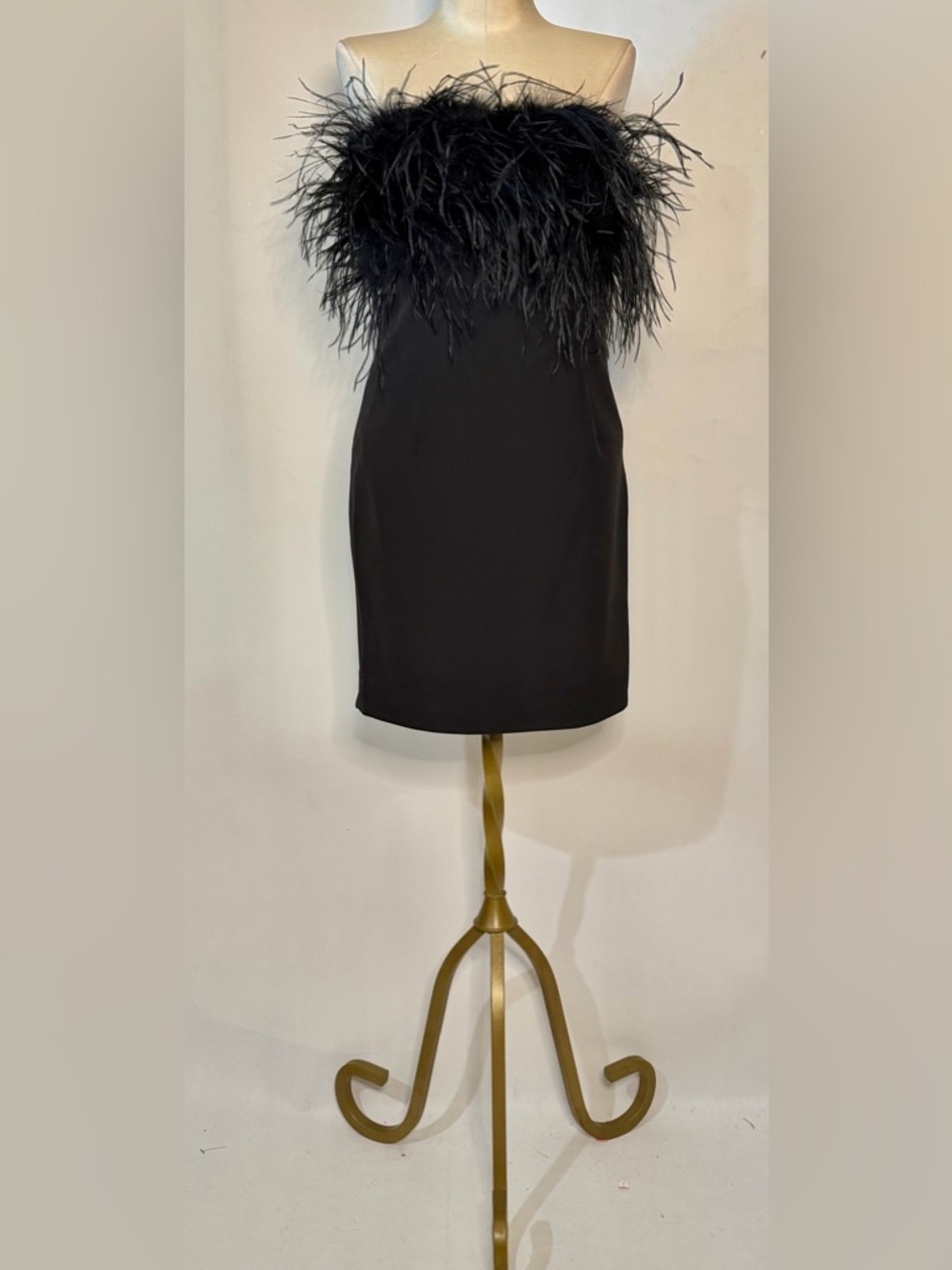 NWT Bardot Black Strapless Feather Mini Dress Sz S